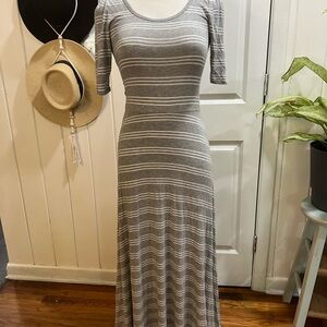 Gray Striped Maxi Dress
